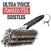 Triple Wide 18 Inch Deep Cleaning BBQ Grill Brush By Que Heads - Easy to Use Handle with Durable Stainless Steel Grilling Bristles - Quick and Easy Clean - Outdoor Accessories for Weber and Char-Broil Grills