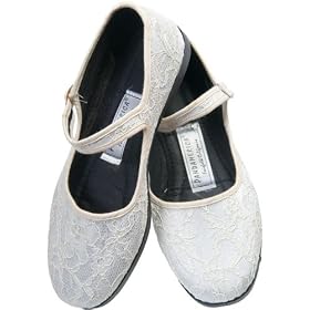 Click here to buy White Lace Mary Jane Chinese Shoes by Pandamerica.