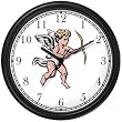 Cupid & Bow & Arrow - Cherub, Angel or Cupid Theme Wall Clock by WatchBuddy Timepieces (Hunter Green Frame)