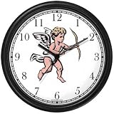 Cupid & Bow & Arrow - Cherub, Angel or Cupid Theme Wall Clock by WatchBuddy Timepieces (Hunter Green Frame)