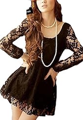 Puff Sleeves Lace Cocktail Above the Knee Mini Dress 