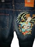 MEN'S ED HARDY MCQUEEN EAGLE STRIKES JEANS SIZE 40X32 (BLUE DENIM)