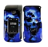 For Verizon Samsung U750 Zeal Accessory - Blue Skull Design Hard Case Proctor Cover +Lf Stylus Pen