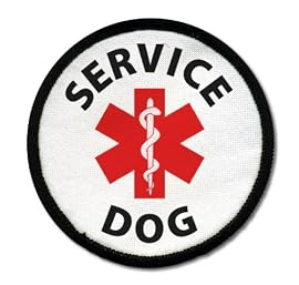 SERVICE DOG Black Rim Medical Alert Symbol 3 inch Sew-on Patch