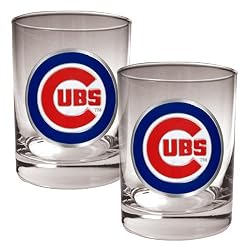 Chicago Cubs 2pc Rocks Glass Set - Primary Logo MLB Baseball
