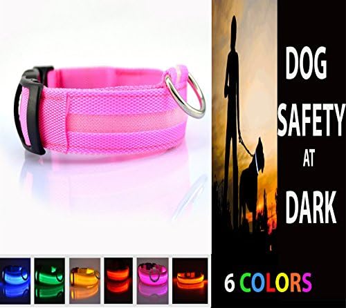 TOP RATED PREMIUM Glowing/Flashing LED DOG Collar -for your DOG'S SAFETY at NIGHT and in DARK-LIGHT WEIGHT-3 MODES-Battery Included-COMFORTABLE FOR DOGS Adjustable 17.5"-22" Everyday Gears