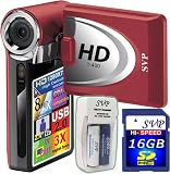 SVP T400-Red 1280x720p True HD Camcorder with 2.4 LCD (SVP 16GB SDHC Memory Card & AA Rechargeable Set Included)