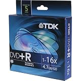 TDK DVD+R 4.7GB Write Speed 16X (5-Pack)