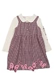 B T Kids Baby Girls Pink Brown Hounds tooth Butterfly Jumper Dress-6-9 Months