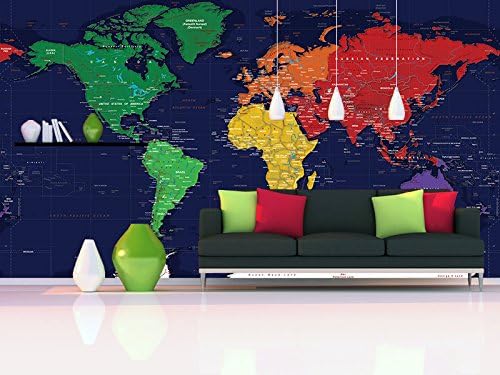 World Map Wall Mural - Dark Oceans - Wallpaper - 3 panel - 107" x 72"