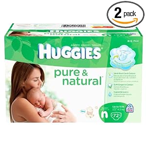 Huggies Pure & Natural Diapers, Size 1, 80 Count (Pack of 2)
