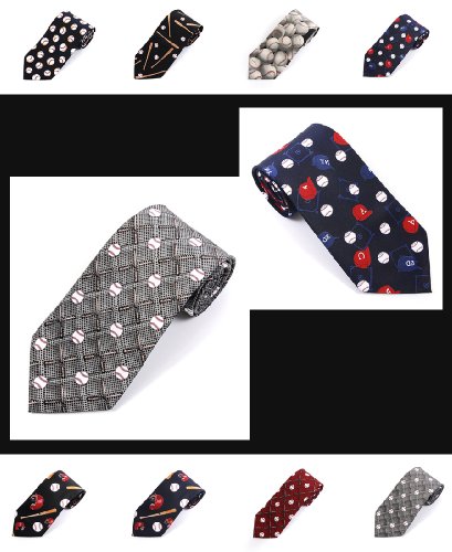 Baseball theme Novelty Ties in Fancy Gift Box with Free Shipping