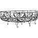 Black Metal Heavy Pot or Cup Rack with upper shelf and 8 hooks