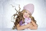 Winter Fashion Cap Little Girl Hug Teddy Bear Smiling - 18