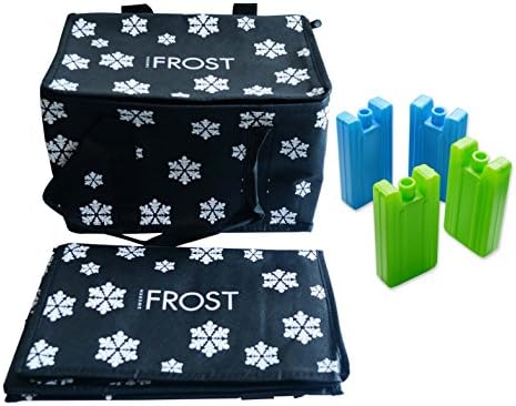 Cooler Bag Insulated by Frost - 3 gal (12L) Incl 4 Ice Packs - Foldable Designed Lightweight Tote Bag + 1 Extra Bag! (Black White Flake)
