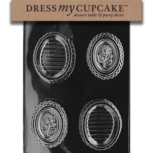 Dress My Cupcake DMCF079 Chocolate Candy Mold, Oval Rose Pour Box