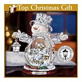 Collectible Thomas Kinkade White Christmas Animated Snowman Figurine: Christmas Decor