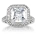 Vedete's Fake Engagement Ring - 5 CT CZ Diamond - Princess Cut CZ and Rhodium Electroplated Sterling S