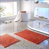 2er Set Badteppich Badvorleger Duschvorleger Farbe: Terra, supersoft, Stoffgewicht 1075 g/m² // Kostenloser Versand