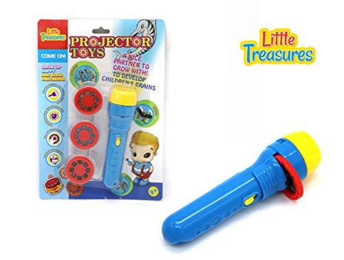 Educational Projector Toys play of wisdom for 3+ kids; colorfully painted projector torch with a slot for inserting preprinted image disks, shedding beam of animal cartoon pictures with music
