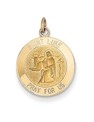 14k Yellow Gold Saint Luke Medal Charm. Metal Wt- 1.25g