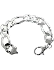 Sterling Silver Italian Figaro Chain Necklaces & Bracelets 16mm very Heavy weight Beveled Edges Nickel Free, sizes 8 - 30 inch