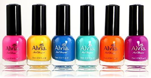 Alvia Neon Candy Nail Polish Set (12 Colors Professional Quality and Quick Dry) 15ml 0.5fl Each