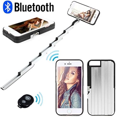 ilily Selfie Stick Case for iPhone 6 6S Multifunction Foldable Extendable Aluminum Cover With Bluetooth Remote Shutter 3 in 1
