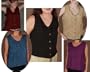 Button Blouse - Embroidered Rayon, Purple, Large