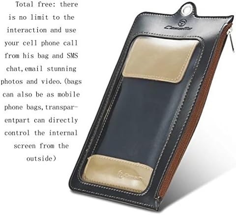 iPhone 6 plus / 6S Plus Sleeve Case Cover,KaLaBan Leather Pouch wallet Leather Case Holster Cover Side Pouch Waist Bag + Carabiner Hook for 5.0 inch - 5.8 inch (XXL) (Black / Khaki)