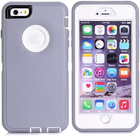 Iphone 6s Plus Case, 360 Protection Soft Silicon Anti-knock Build-in Screen Hybrid Faypro® Cases for Iphone 6s Plus (grey &amp; white)