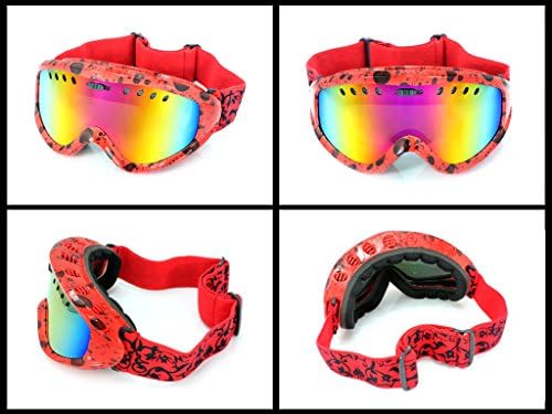 Pro Ski Snow Goggle with Mirrored Lens Anti-Fog UV Protection Detachable Wide Spherical Goggle Lens Panlees Pink