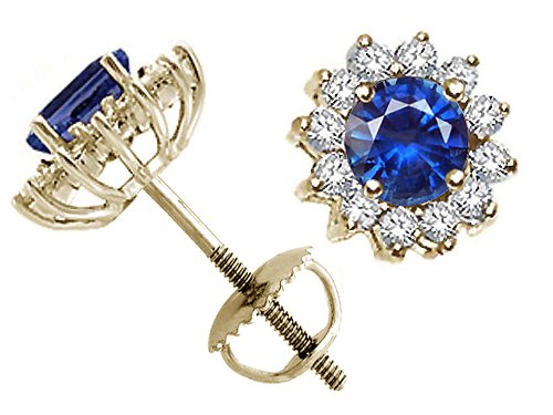 Genuine Sapphire Diamond Earrings Yellow