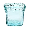 Rustic Recycled Glass Square Votive - Aqua