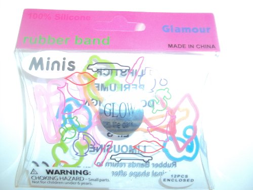Glow in the Dark Glamour Shaped Shape Mini Ring Bands Bandz (12pcs)