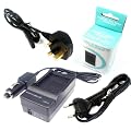 DiGiBaBa NB-3L / CB-2LU Travel Charger + Car Charger and British Standard UK / EU Plug AC Power Cord for Canon Digital IXUS I, Digital IXUS II, Digital IXUS IIs, Digital IXUS i5, Digital IXUS 700, Digital IXUS 750 Digital Camera - Battery Charger for Canon NB-3L NB3L - Replace Canon CB-2LU Battery Charger CB2LU