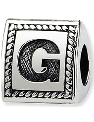 Reflection Beads Silver Letter G 3 Sided Alphabet Block Bead