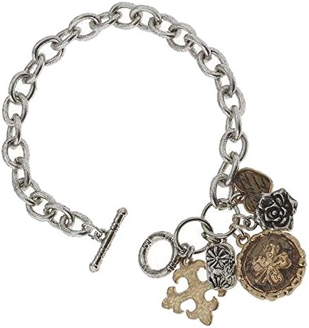 Jane Marie Jewelry Epoxy Flower Charm Cluster Toggle Bracelet