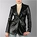 BGSD Women's Slim Cut One-Button Glazed Lambskin Leather Blazer Coat
