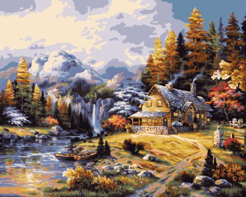 Plaid Creates Paint by Number Kit (16 by 20-Inch), 21778 Mountain Hideaway