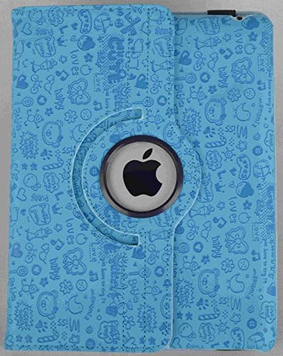iPad 4 Case, iPad 3 Case, iPad 2 Case, Lanzar Patriots - Pu Leather 360 Rotating ipad 2/3/4 Case Artist Collection - Cutie Cartoon icon Blue 25