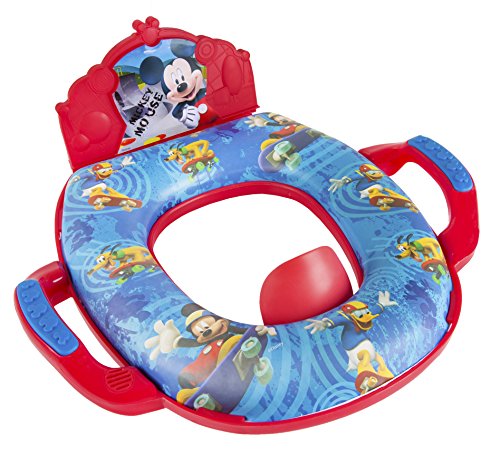 Ginsey Mickey Mouse Deluxe Potty Seat - Padded, Soft, and Durable - For Regular and Elongated Toilets - Musical Grip Handles and Themed Backsplash