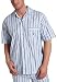Nautica Sleepwear Men's Herringbone Stripe Woven Short Sleeve Camp