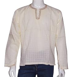 Mens Long Sleeve Casual Cotton Shirt Kurta India Size S (gsk303)