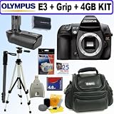 Olympus Evolt E-3 10.1MP Digital SLR Camera + Olympus HLD4 Battery Holder + 4GB Deluxe Accessory Kit