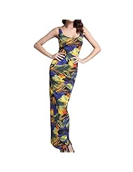 Sexy Scoop Neck Sleeveless Tank Full Length Lace Summer Cotton/Polyester Floral Print Tropical Print Bodycon Dress/Evening Dress/Maxi Dress 