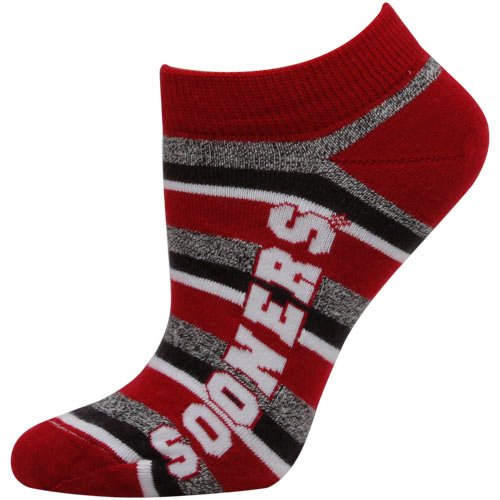 Oklahoma Sooners Womens Striped Ankle Socks - Crimson-Black