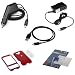 Solid Red Rubberized Snap On Crystal Case with Clip + Rapid Car Charger + Home Travel Charger + Clear Durable Reusable LCD Screen Protector + USB Data Cable for T-Mobile HTC G1 Google Phone Dream Smartphone