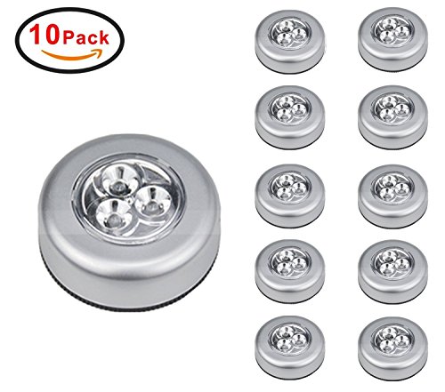 Yapping Tap Stick-on Touch Click Light Push Light LED Night Light for Closets, Attics, Garages, Car, Sheds, Storage Room,Silver