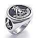 TEMEGO Jewelry Mens Stainless Steel Ring, Embossed Freemason Masonic Symbol Skull Band,Black Silver